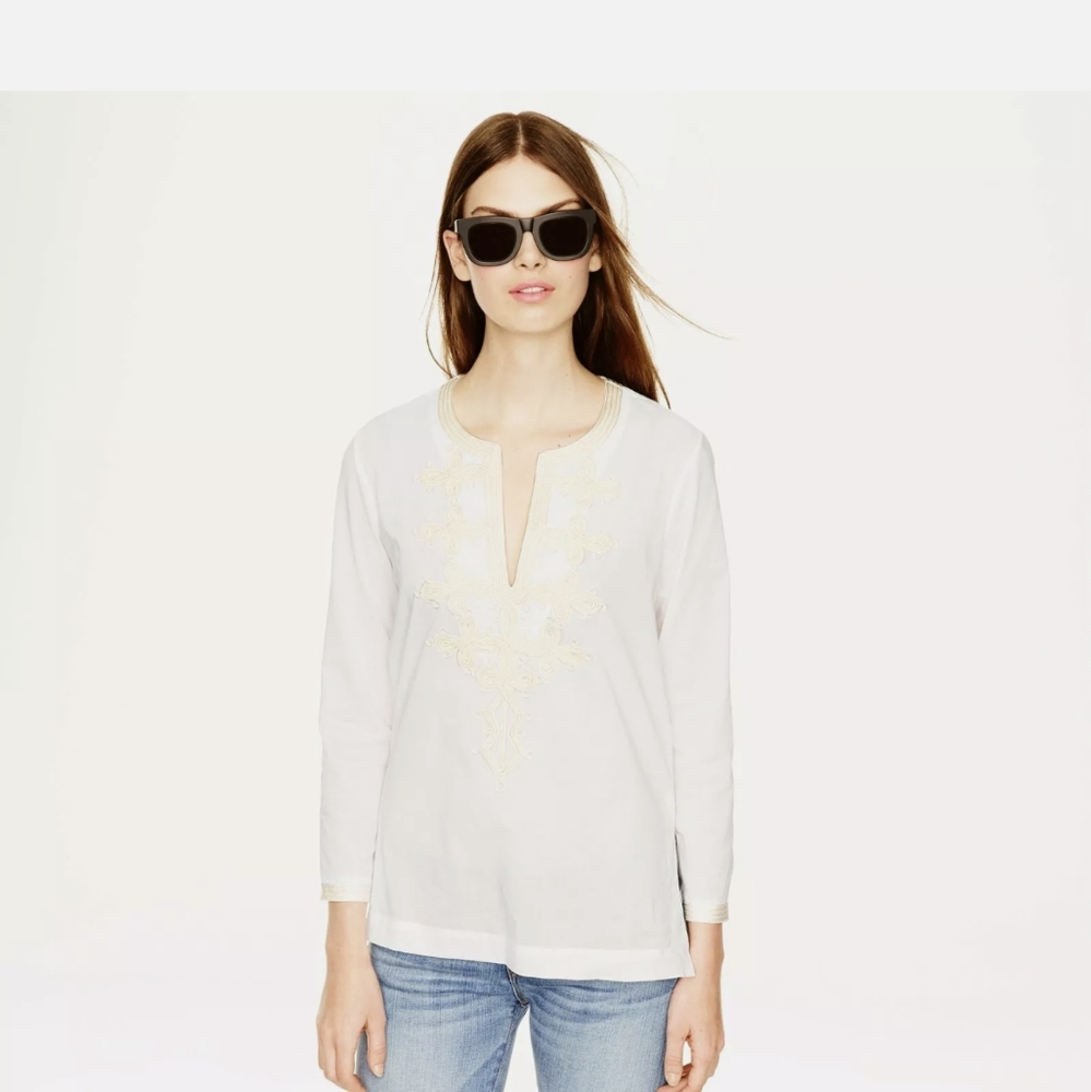 J Crew embroidered soutache tunic top 00